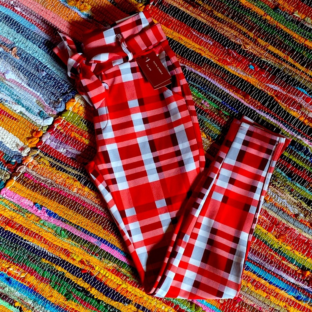 Plaid trouser stretch pants